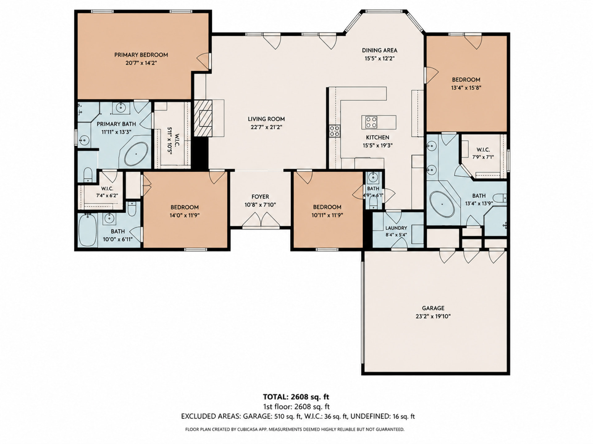 Floor plan of 4100 Outpost Trace, 2,608 square feet, four bedrooms
